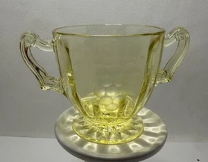 Vintage Lancaster? Depression Glass Yellow Etched Grape Pattern Open Sugar - Picture 1 of 6