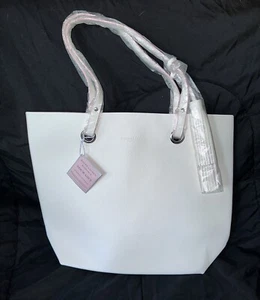 New Ralph Lauren Romance Bag White Faux Leather with Pink Lining - Picture 1 of 6