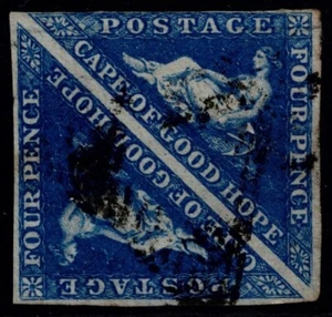 1855 Cape of Good Hope 4d Deep Blue SG 6 4m Pair White Paper FU Cat. £220.00 - Picture 1 of 1