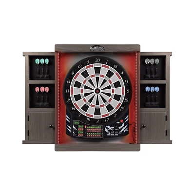 BARRINGTON BILLIARDS COMPANY Barrington Electronic Dartboard with Cabinet, LED Lights with 12 Soft-Tip Darts