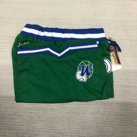 NWT Men's Dallas Mavericks Basketball Shorts Green Vintage Stitched Size S-3XL Cover