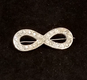 *Antique Silverite F & Co HWF & Sons Infinity Rhinestone Brooch or Barrette** - Picture 1 of 8