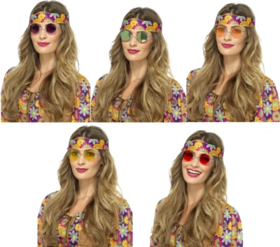 SMIFFYS Hippie Specs 1960s 70s Hippy Disco Retro Fancy Dress Acccessory Circle Spex
