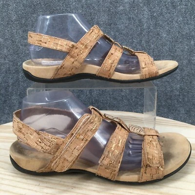 Sandalias Vionic para mujer 10 ámbar con tira trasera beige gancho y lazo cómodas informales planas Foto 1 de 4
