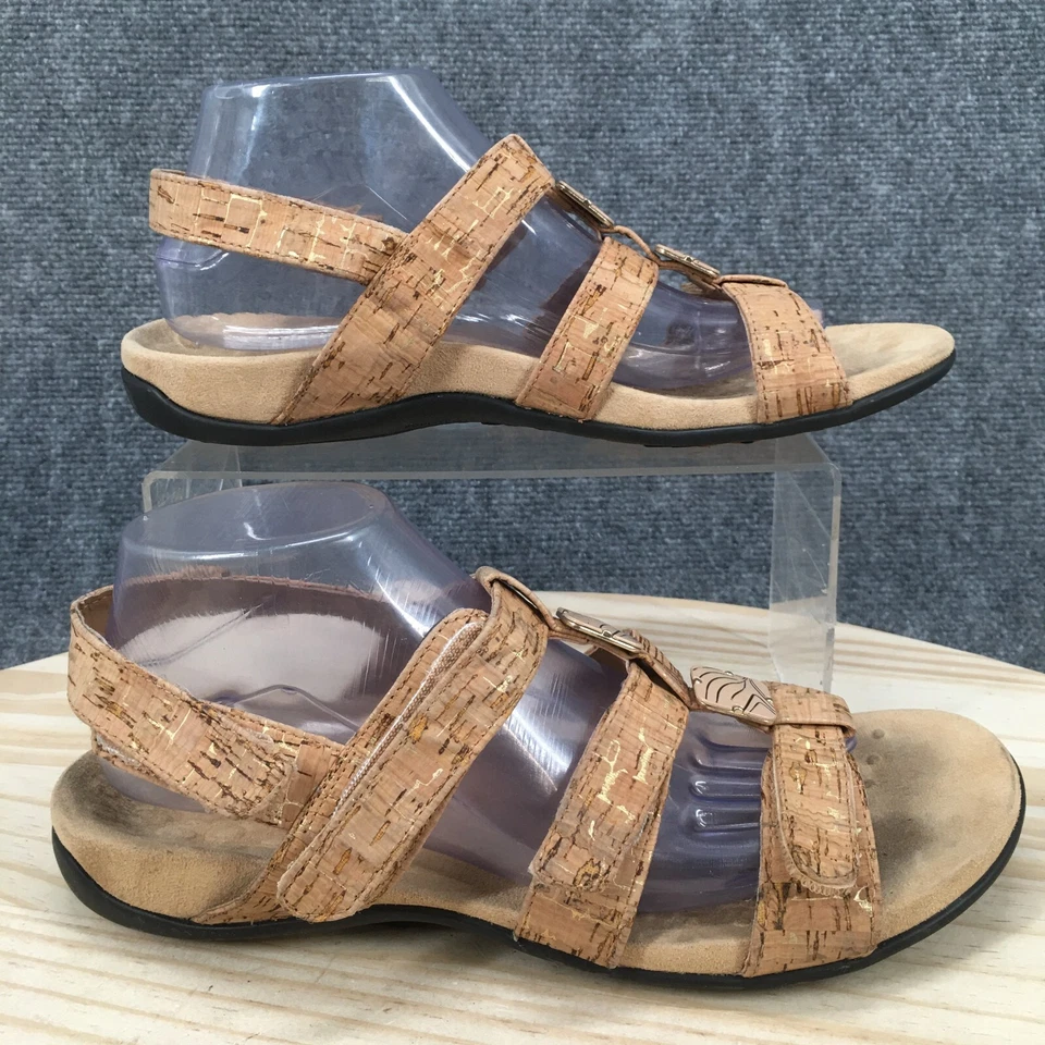 Sandalias Vionic para mujer 10 ámbar con tira trasera beige gancho y lazo cómodas informales planas Foto 1 de 4