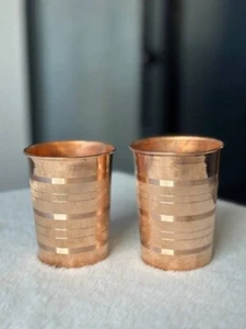 Copper Drinking Water Glass Cup Tumbler Mug Ayurveda Health Yoga Health Benefit - Picture 1 of 6