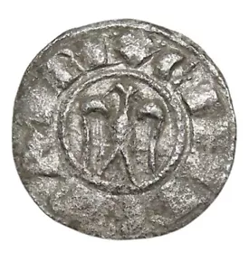 HN Messina. Enrico VI e Costanza (1194-1196). Denaro Mi gr. 0,77. BB+ b190 - Foto 1 di 2