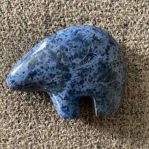 Lapis Lazuli Carved Blue Stone Bear 1970s Home Decor - Picture 1 of 4