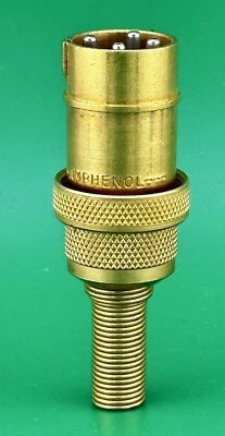 AMPHENOL 91-MC4M 4-PIN MICROPHONE Cord Connector ~ GOLD Color~ NOS RARE - Image 1 of 2