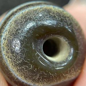 Natural Striped Agate Old Tibetan DZI Beads Amulet Pendant 19mm #1256 - Picture 1 of 10