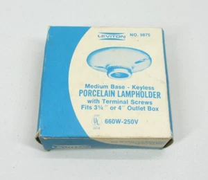 Leviton No. 9875-Medium Base- Porcelain Pull Chain Lamp Holder-NIB-USA - Picture 1 of 7