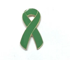 Green Ribbon Pin Badge - Mental Health,Mitochondrial Disease,Bi Polar - Picture 1 of 3