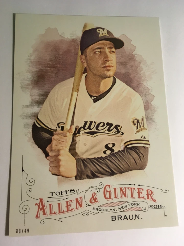 2016 Topps Allen & Ginter Jumbo 5x7 Ryan Braun Brewers 2 #’d /49 - Image 1 of 1
