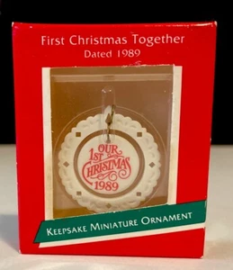 HALLMARK Keepsake Miniature Ornament First Christmas Together 1989 Holiday - Picture 1 of 10