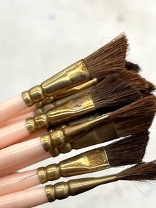 vintage makeup soft natural brush 60s pink plastic angled lot of 100!! - Picture 1 of 18
