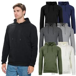 Mens Heavyweight Fleece Lined Pullover Hoodie 2 PACK (Size:-M-2XL) NEW FREE SHIP - Picture 1 of 8