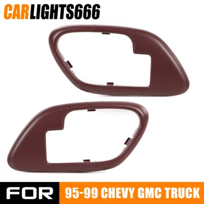 1Pair Inside Door Handles Bezel Left & Right Red Fit For 95-99 Chevy GMC Truck Foto 1 de 4