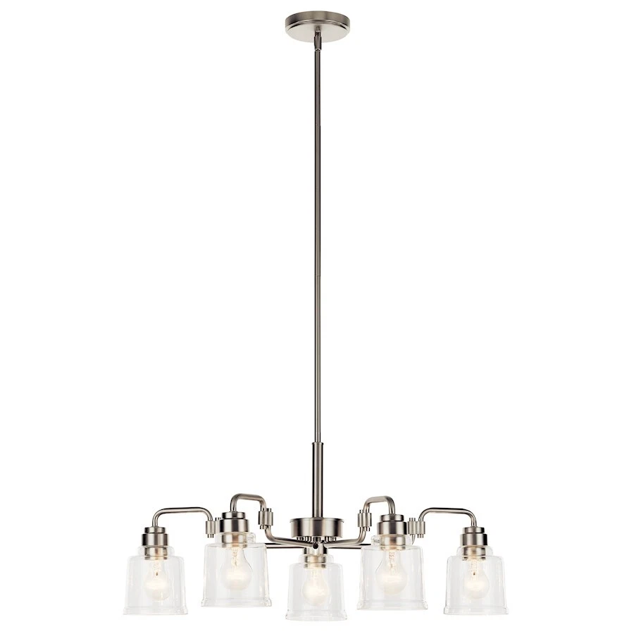 Kichler Aivian 5 Light Chandelier, Nickel Textured/Clear - 52398NI - Image 1 of 1