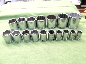 Vintage 17pc PROTO 1/2" dr. Socket Set - 1/2" thru 1-1/2" - Made in U.S.A. - Bild 1 von 19