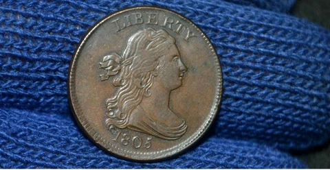 1805 HALF CENT**C1**Medium 5 ** No Stems ** AU++ / UNC details !! Cover