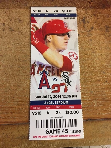 2016 LOS ANGELES ANGELS VS WHITE SOX TICKET STUB 7/17 ALBERT PUJOLS HR #576 #577 Cover