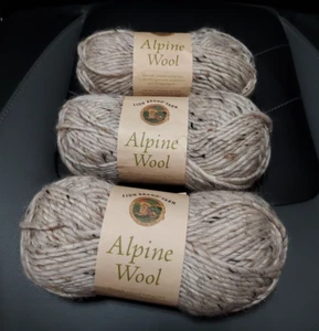 3 - LION BRAND YARN NWT Alpine Wool Natural Yarns in Oatmeal 93yd 3oz - Picture 1 of 3