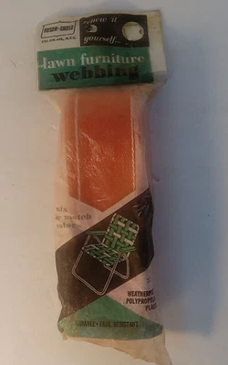 Vintage Ruson-Shield Lawn Chair Webbing- Orange w/ White Stripe No. W110 - Image 1 of 4