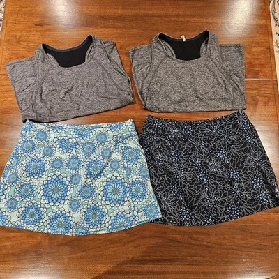 LOTE DE 4 L.L. Camisetas sin mangas Bean Misses Medianas Reg + Pantalones cortos de tenis azules grises negros Foto 1 de 4