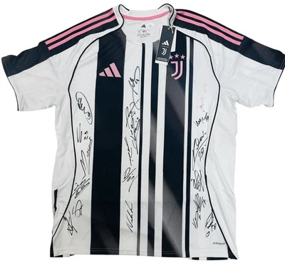 JUVENTUS 2025 TEAM SIGNED JERSEY KENAN YILDIZ VLAHOVIC MCKENNIE 18 AUTOS + JSA - Image 1 of 3