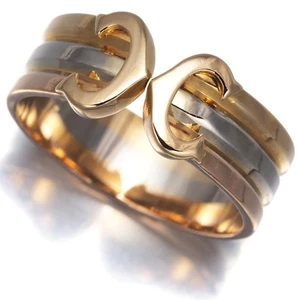 Auth Cartier Ring 2C Double C C2 3color SM EU50 18K 750 Yellow White Rose Gold - Picture 1 of 4