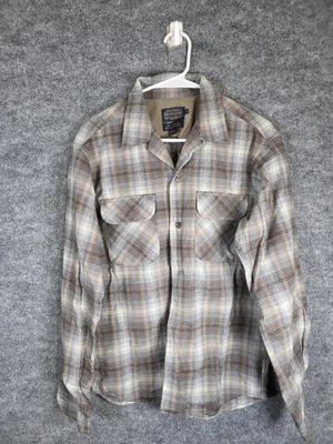 Pendleton The Original Board Shirt Mens Small Brown Gray Blue Plaid Wool Lined - Image 1 of 4