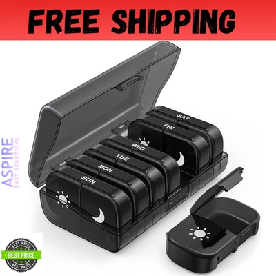 PILLBOX Weekly Pill Box Organizer 7 Day Medicine Storage Case 2 Times a Day Daily AM PM