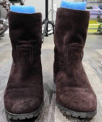 Botas forradas de gamuza de cuero marrón para mujer Etienne Aigner, talla 8M  Foto 1 de 4