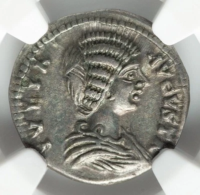 EMPIRE Julia Domna Wife Septimius Severus NGC XF Ancient Silver Roman Coin D563 - Image 1 of 4