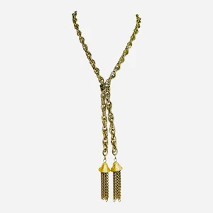 Gold Tone Chunky Convertible Tassels Necklace - Picture 1 of 4
