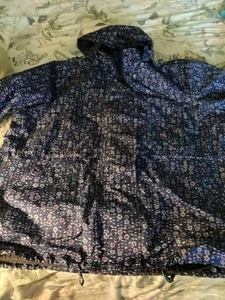 Woman Within Fleece Lined Waterproof Parka Size 3X 30/32 Blue Floral Pattern EUC - Picture 1 of 10