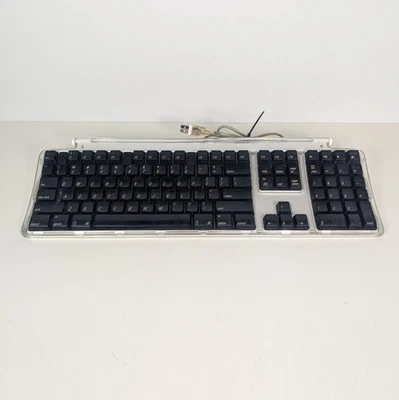 Vintage 2000 Apple Pro Keyboard M7803 USB Wired Clear Black ~ Tested ~ Ship Fast - Image 1 of 4