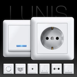 Schalter Steckdosen Schuko Steckdose Ein und Ausschalter LED LUNIS Alpinweiss - Bild 1 von 106