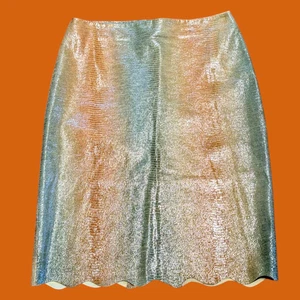 Vintage ZIEGENLEDER schimmernd Ombre Schlangenmuster überbacken Bleistiftrock Y2K Gr. M 1E - Bild 1 von 13