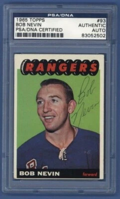 1965-66 Topps #93 BOB NEVIN PSA/DNA Certified Auto NEW YORK RANGERS - Image 1 of 2