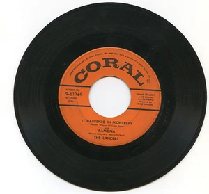LANCERS, THE, It Happened In Monterey / Freckled-Face Sara 1957 US Coral 45rpm - Picture 1 of 1