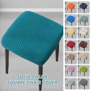 1pc Stool Chair Covers Removable Square Seat Cover Elastic Chair Cover Dustproof - Picture 1 of 25