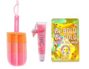 Justice For Girls Popscicle 3pc Cosmetic Gift Set Lip Gloss Mask Sponge - Picture 1 of 1