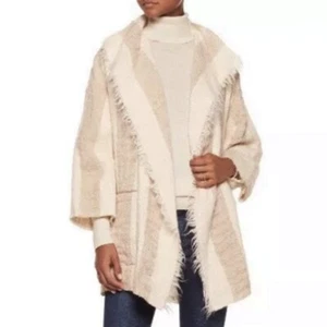 IRO PARIS 'BEVERLY' Terry Knit Cardigan Jacket Fringe Hem Alpaca Mohair Wool 36S - Picture 1 of 10