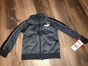 Puma Jacket Boys 2T Gray Long Sleeve NWT Full Zip Track Jacket - Picture 1 of 4