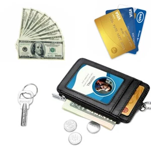 Vertikal PU Leder Ausweis Halter Abzeichen Brieftasche Tasche mit Umhängeband Schlüsselband - Bild 1 von 11