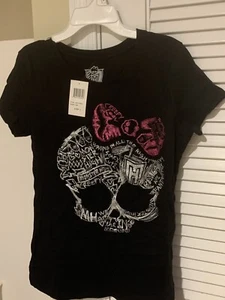 Monster High Girls Skull Glitter Short Sleeve T-shirt Sz (L) Large NEW - Picture 1 of 5