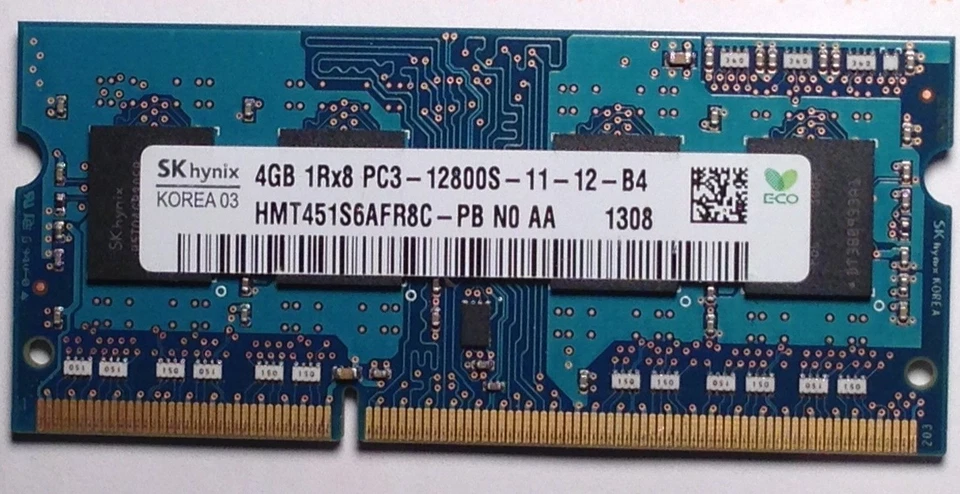 SK Hynix 4GB 1Rx8 PC3-12800S DDR3 1600MHz Laptop SDRAM HMT451S6AFR8C-PB - Image 1 of 1