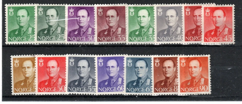 Noruega 1958-62 Rey Olav V conjunto a 90ore SG 472-84 MH Foto 1 de 1