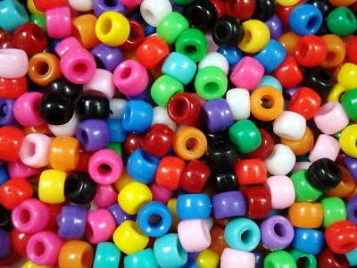 Pony Beads 9x6mm Mix 500pc Bulk Pack Kids Hair Toy Party Fun  - Image 1 of 2
